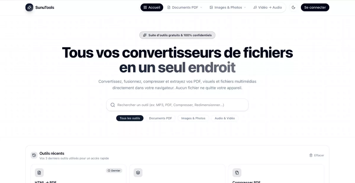 SunuTools — Suite gratuite d'outils en ligne
